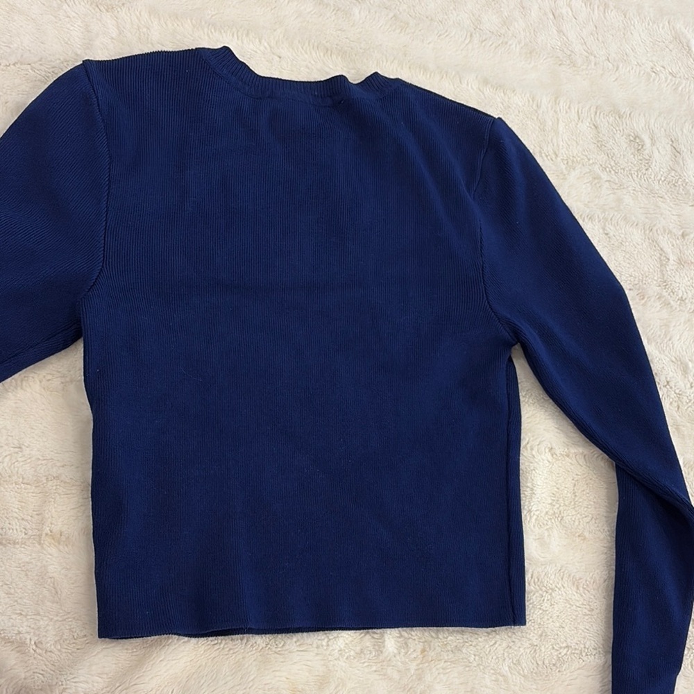 Zara deep Blue Long Sleeve Crop Top - Picture 8 of 8